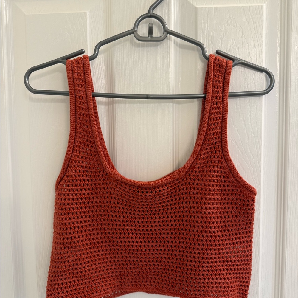 Lulus Rust Crochet Knit Tank Top